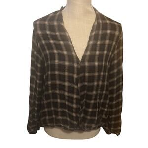 Dex Plaid Print Top Women's Size L
